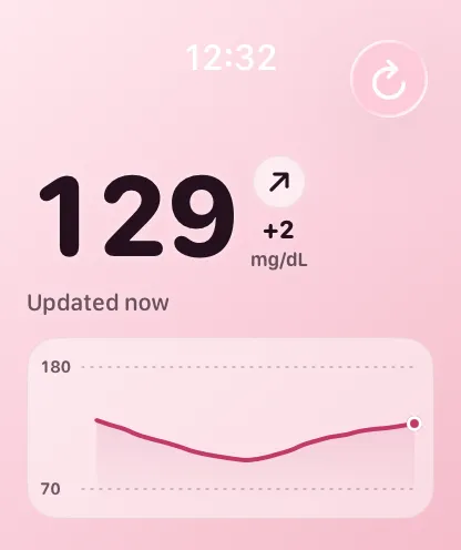 Glucose Connect Watch app with the Blush background and sample readings