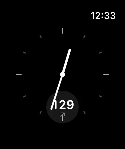 Circular complication with sample readings on an illustrative watch face