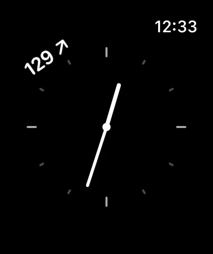 Corner complication with sample readings on an illustrative watch face