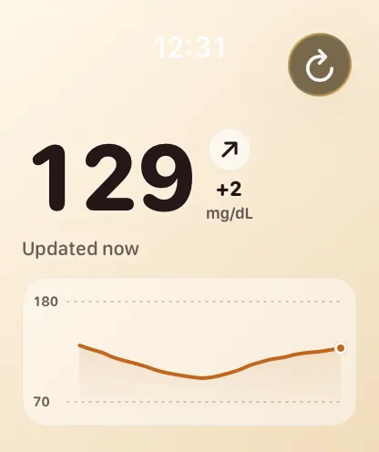 Glucose Connect Watch app with the Cream background and sample readings