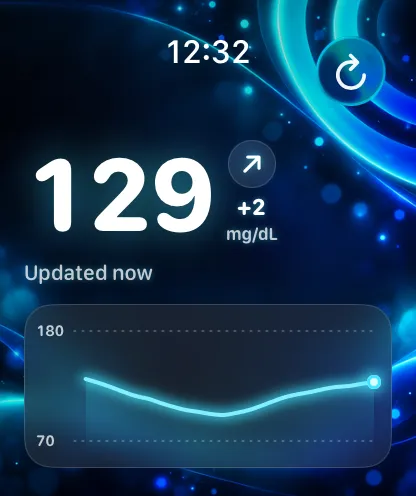 Glucose Connect Watch app with the Neon background and sample readings