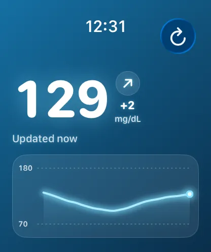 Glucose Connect Watch app with the Ocean background and sample readings