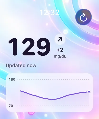 Glucose Connect Watch app with the Pastel background and sample readings
